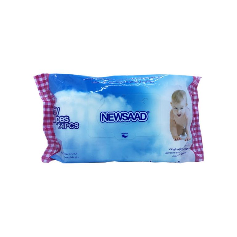دستمال مرطوب کودک نیوساد مدل blue baby wipes بسته 64 عددی