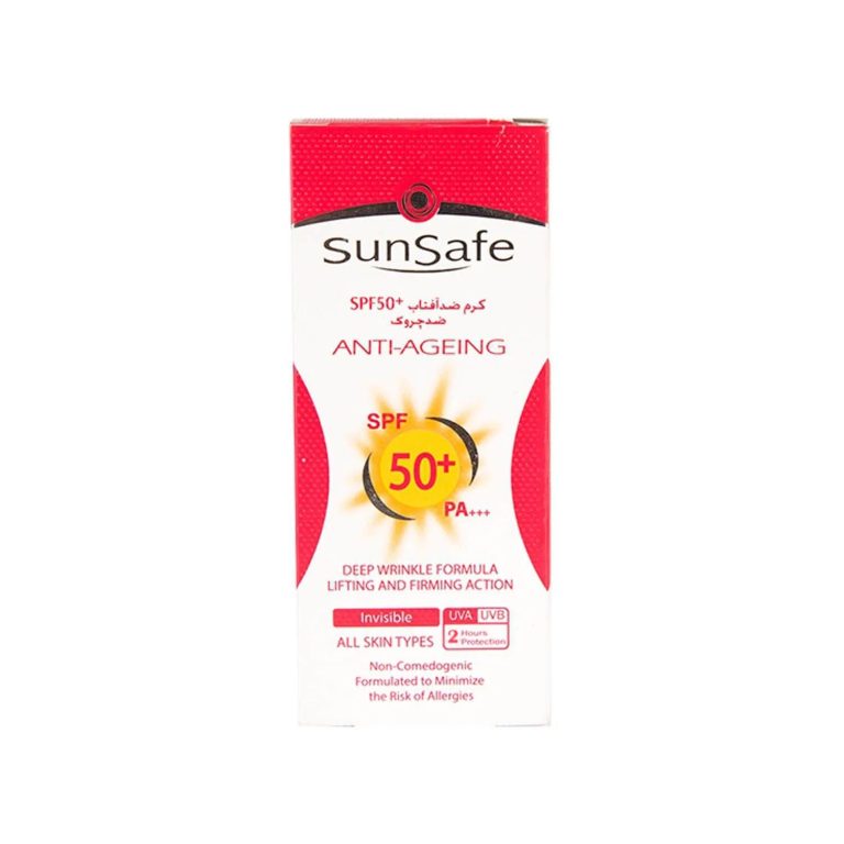 کرم ضد آفتاب و ضد چروک SPF 50 سان سیف حجم 50 میلی لیتر – بی رنگ