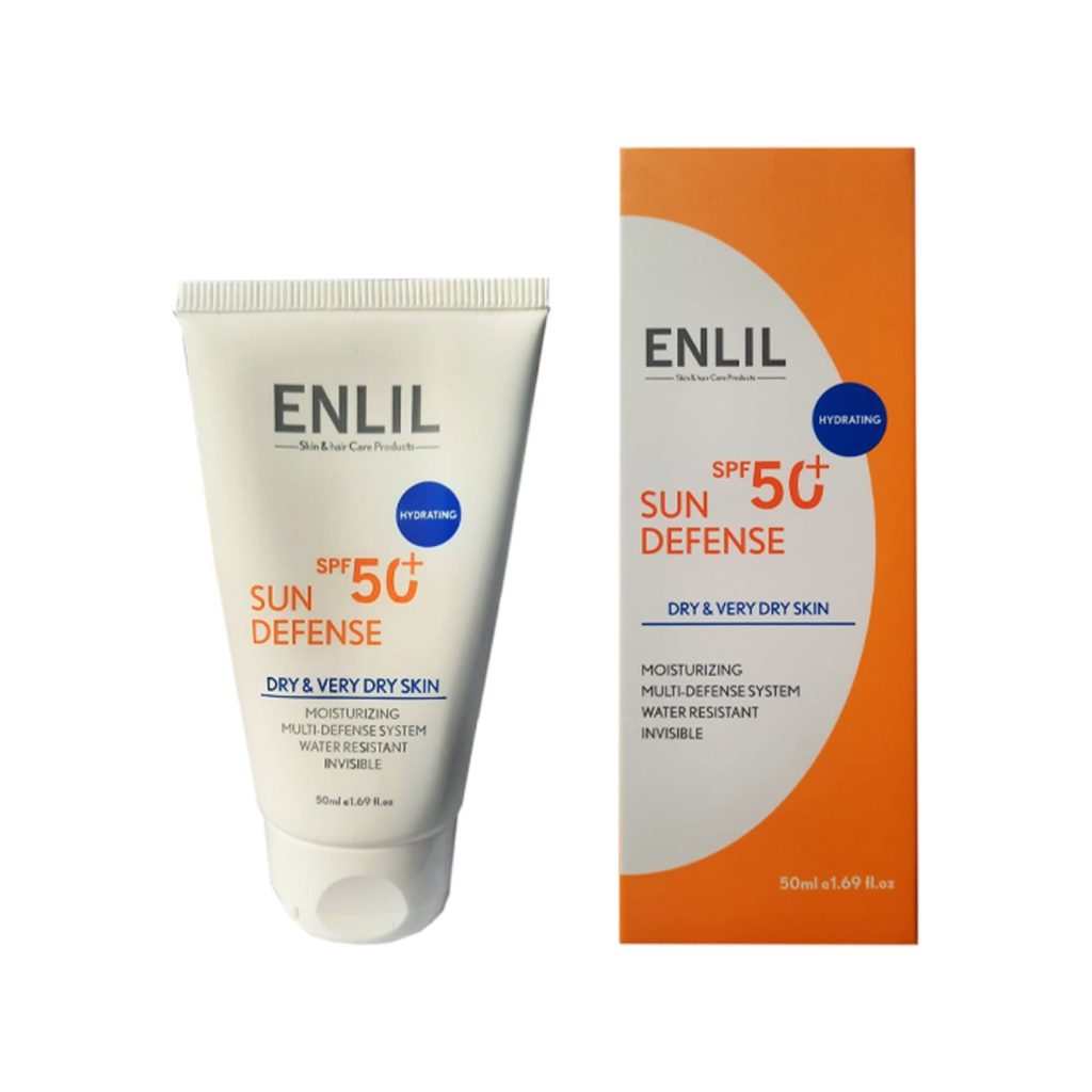 کرم ضد آفتاب SPF 50 سان دیفنس انلیل مناسب پوست خشک و خیلی خشک حجم 50 میلی لیتر – بی رنگ
