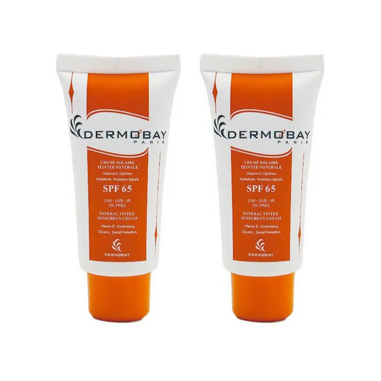 کرم ضد آفتاب مینرال فاقد چربی SPF 65 لایت بژ درموبای مجموعه 2 عددی