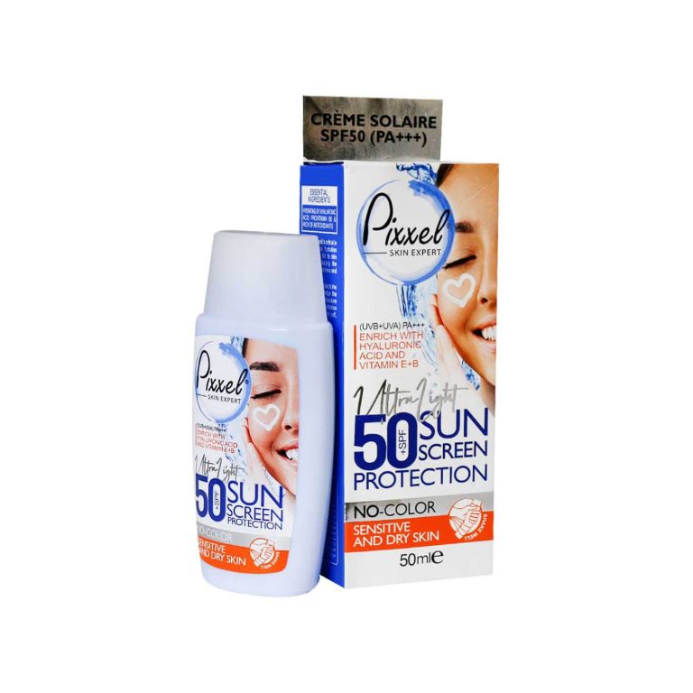 کرم ضد آفتاب پیکسل SPF 50 مناسب پوست های خشک تا نرمال و حساس حجم 50 میلی لیتر – بی رنگ