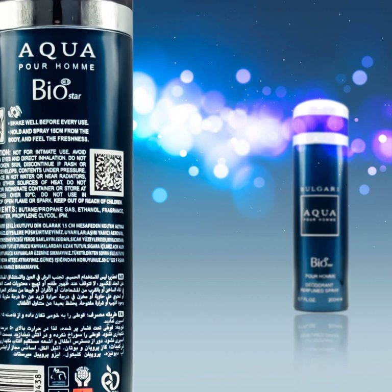 اسپری بدن مردانه بیو استار مدل Bulgari Aqua حجم 200 میلی لیتر