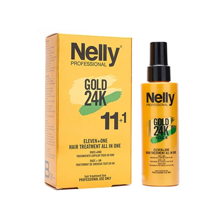 کرم اسپری ترمیم کننده مو نلی مدل Gold 24K 11+1 حجم 150 میلی لیتر