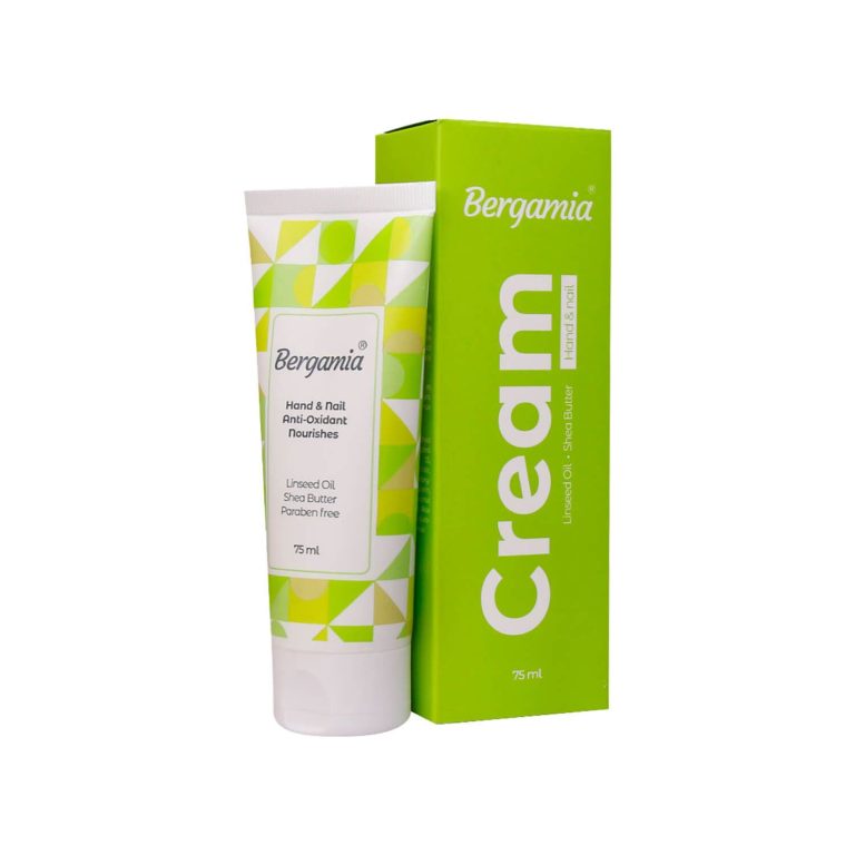 کرم مرطوب کننده دست و ناخن برگامیا حاوی روغن کتان و شی باتر حجم 75 میلی لیتر