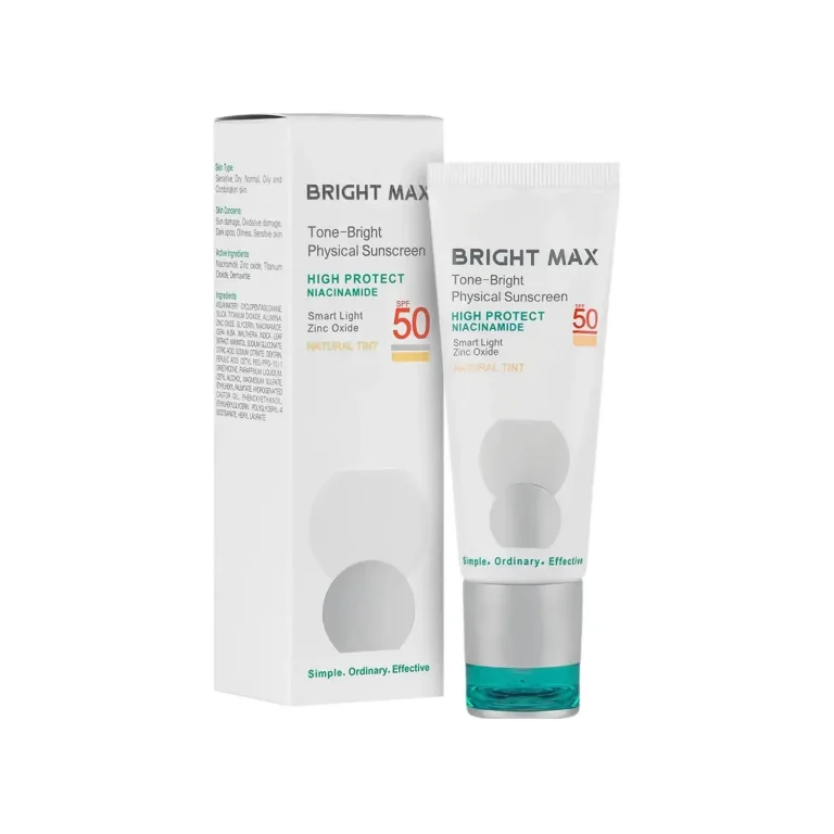 کرم ضد آفتاب فیزیکال SPF50 برایت مکس مدل Tone Bright – رنگی طبیعی