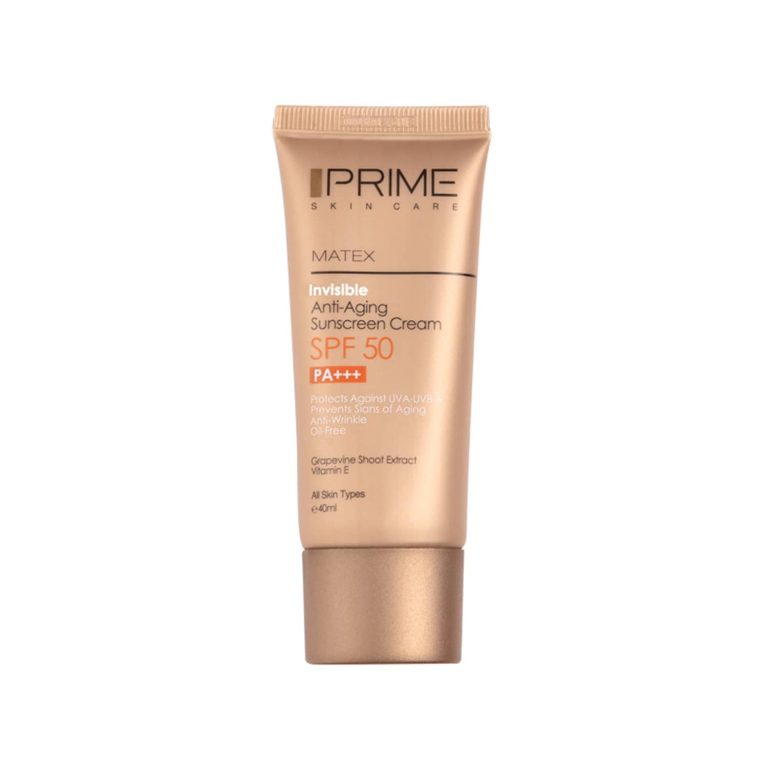 کرم ضد آفتاب جوان کننده پرایم مدل Matex Colorless SPF 50 حجم 40 میلی لیتر – بی رنگ