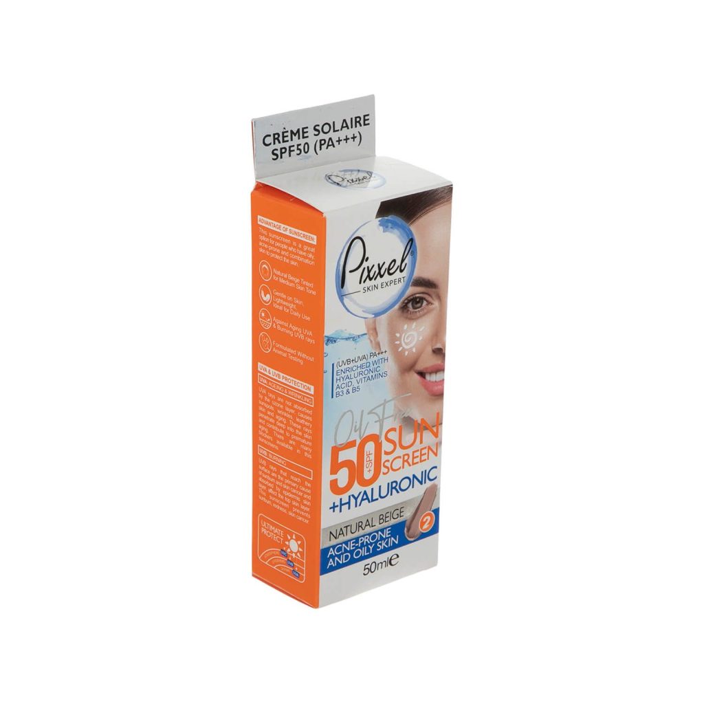 کرم ضد آفتاب پیکسل SPF 50 مناسب پوست های چرب، جوش دار و مختلط حجم 50 میلی لیتر – بژ طبیعی