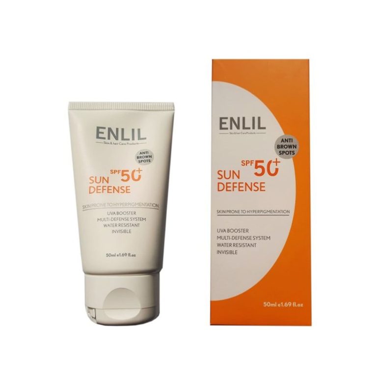 کرم ضد آفتاب SPF 50 سان دیفنس انلیل مناسب پوست مستعد لک حجم 50 میلی لیتر – بی رنگ