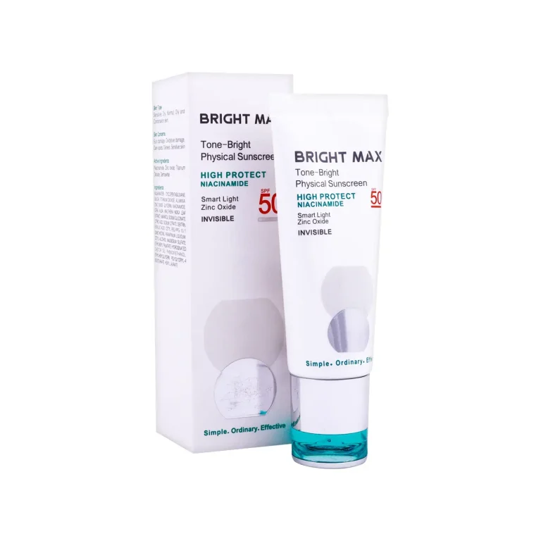 کرم ضد آفتاب فیزیکال SPF50 برایت مکس مدل Tone Bright – بی رنگ