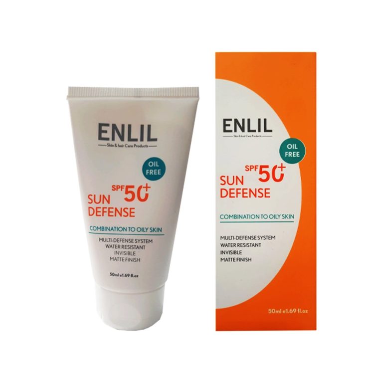 کرم ضد آفتاب SPF 50 فاقد چربی سان دیفنس انلیل مناسب پوست چرب و مختلط حجم 50 میلی لیتر – بی رنگ